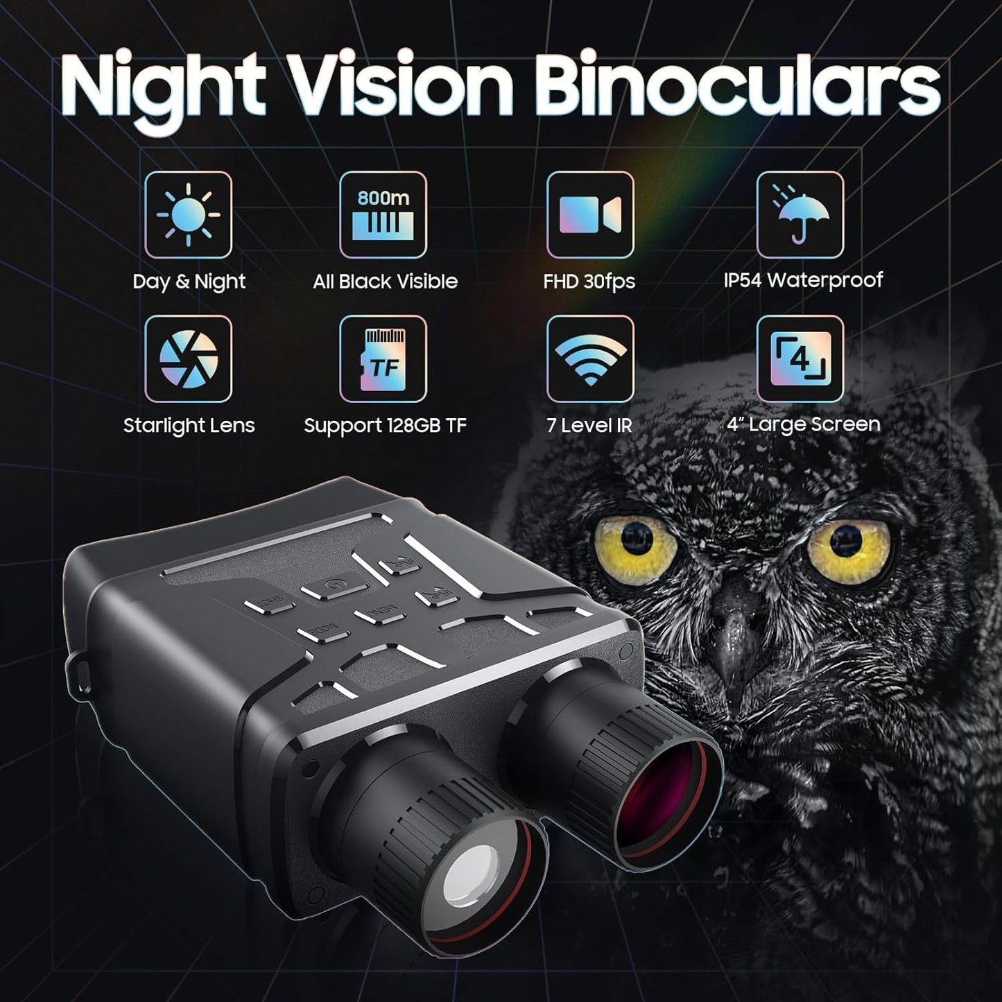 🌙📷 4K Night Vision Goggles for Adults | 4'' HD Screen + Digital Infrared Vision | Record HD Photos & Video, Rechargeable for Hunting & Security 🔋 #NightVisionTech #OutdoorGear