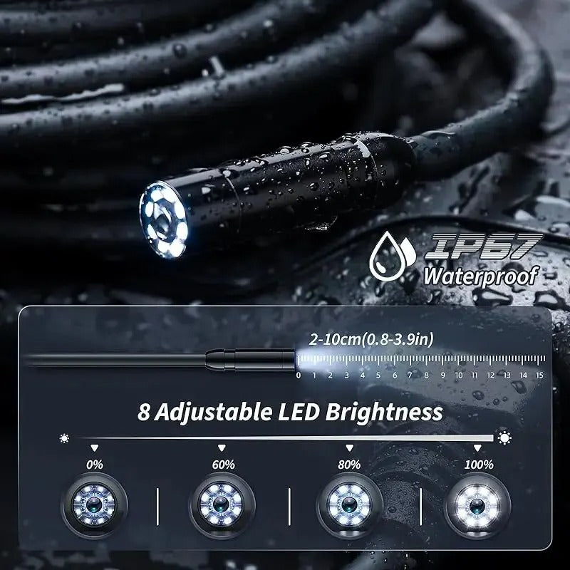 🔦 4.3" HD Endoscope Camera with 8X Brighter LEDs | 1920P Snake Cam⚡16.4ft FlexiSteel Cable🌟【Pipe Pro Kit】IP67 Waterproof Inspection Tool for Sewer/Pipes/Car Repair