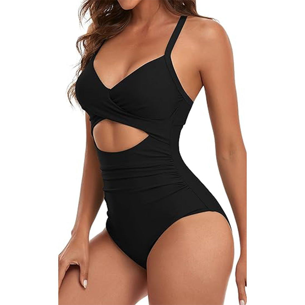 🔥Bombshell Beach Alert! Tummy Control Swimsuit w/ Sexy Cutouts✨ High Waisted One Piece💦 Wrap Tie Back | TikTok’s Obsession