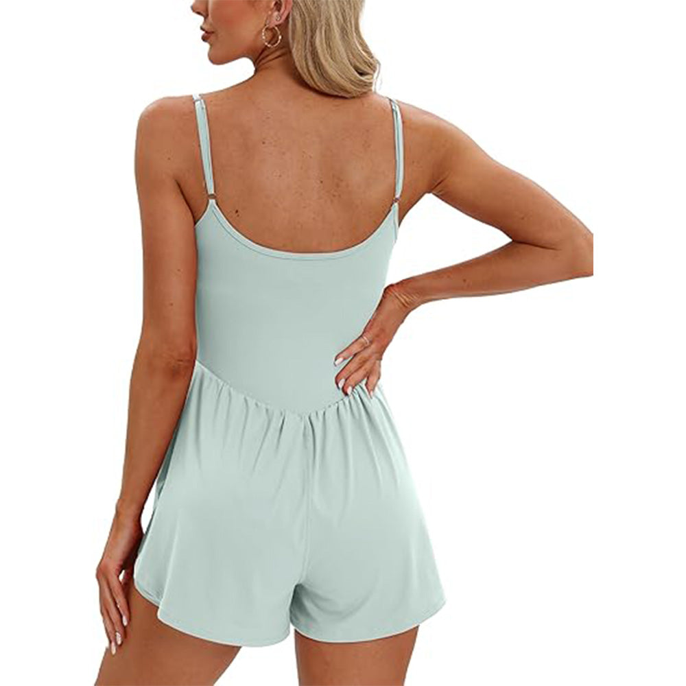 🌴Summer Breeze Essential! Double-Lined Short Romper✨ Adjustable Spaghetti Strap💃 No-Slip Sleeveless Jumpsuit | TikTok’s Hotlist