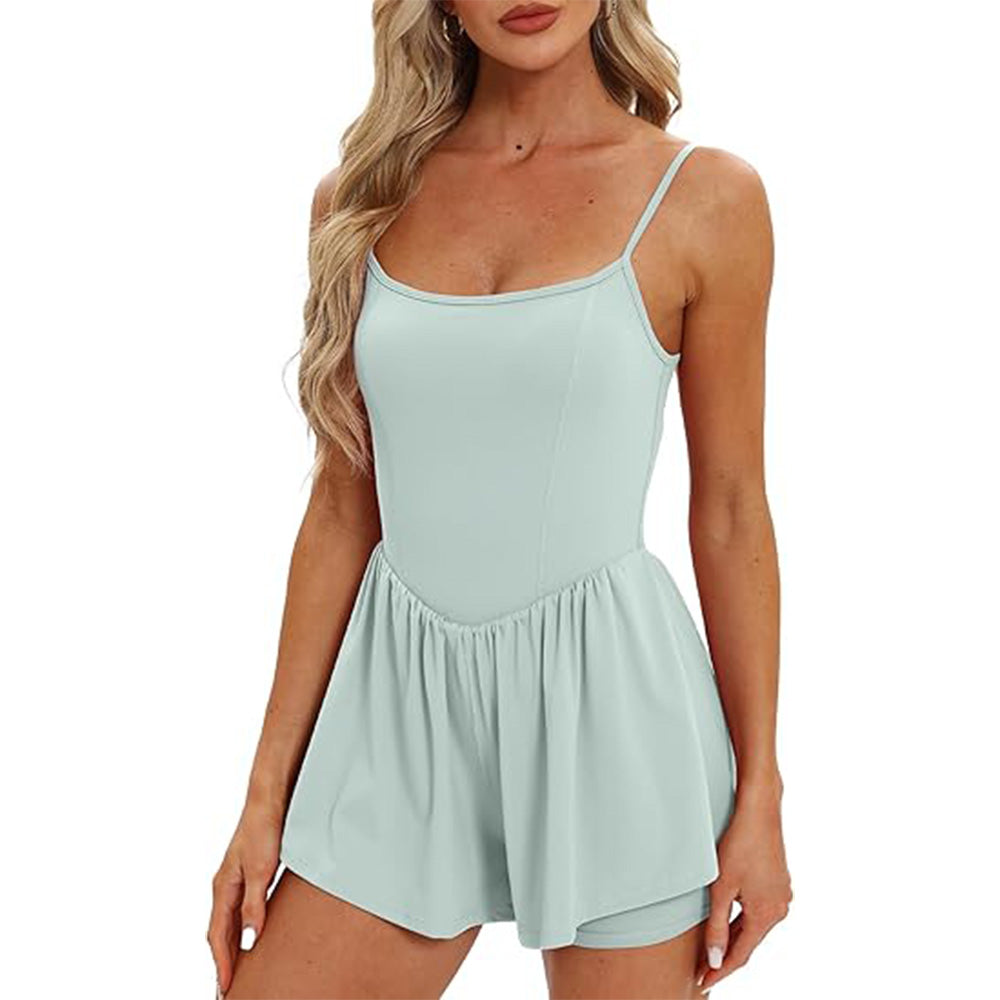 🌴Summer Breeze Essential! Double-Lined Short Romper✨ Adjustable Spaghetti Strap💃 No-Slip Sleeveless Jumpsuit | TikTok’s Hotlist