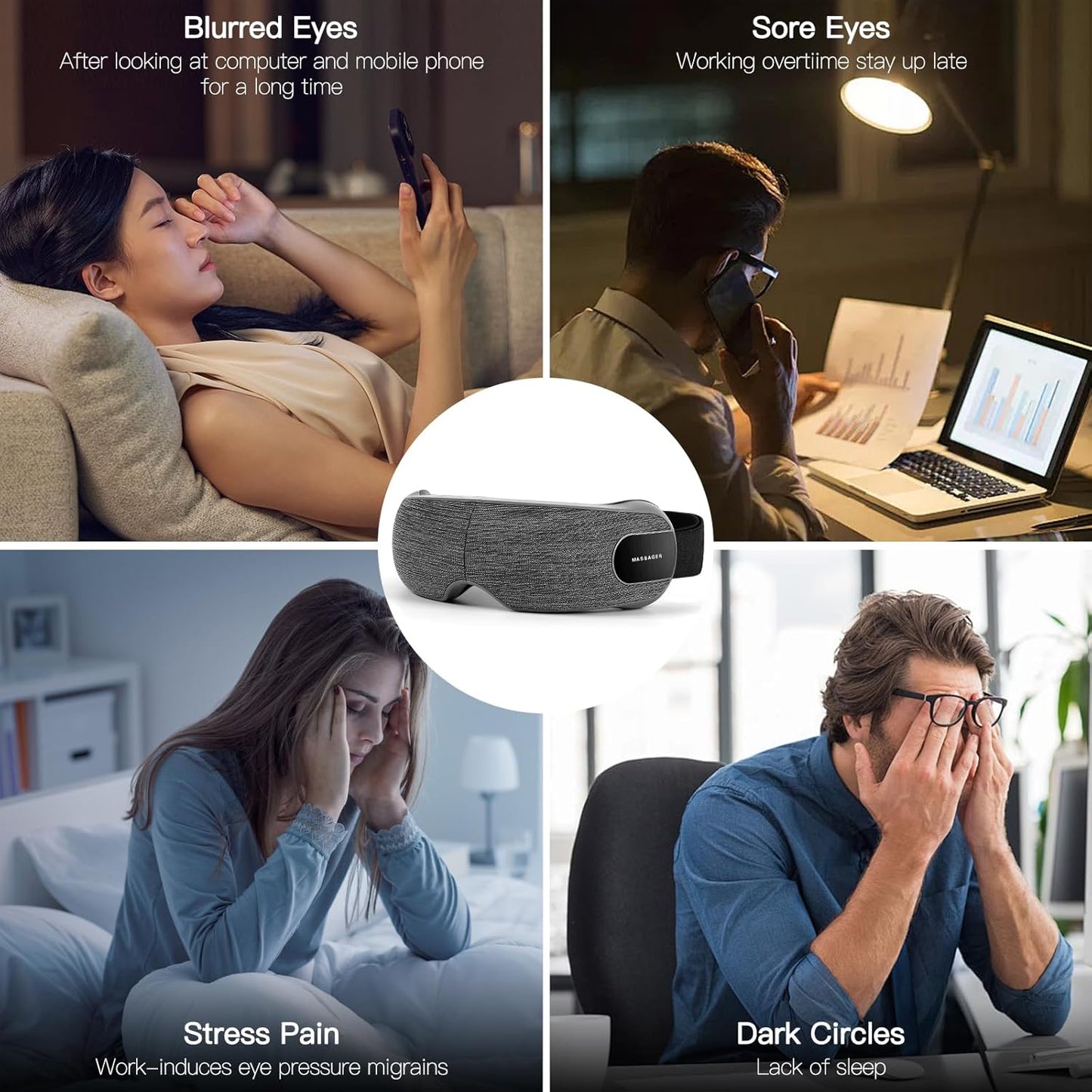 💥Pro Migraine Relief Mask🔥 5D Heat+Vibration+Compression🌙 Bluetooth Sleep Music & 5 Modes✨ Clinically Proven Eye Therapy | TikTok's #1 Eye Care Hack