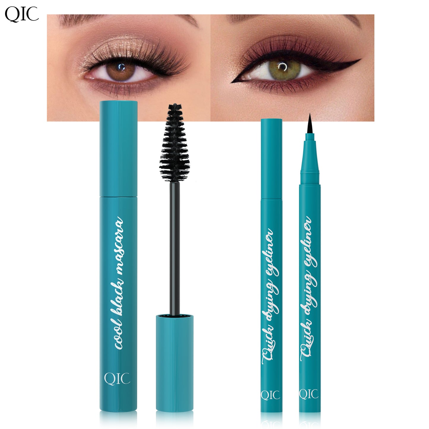 Jet Black Lash & Liner Duo ✨ 24H Waterproof & Sweatproof! 💦 Smudge-Proof Volume + Quick-Dry Winged Liner 🌟 Clump-Free #LashHack #NoPandaEyes #WaterproofMakeup