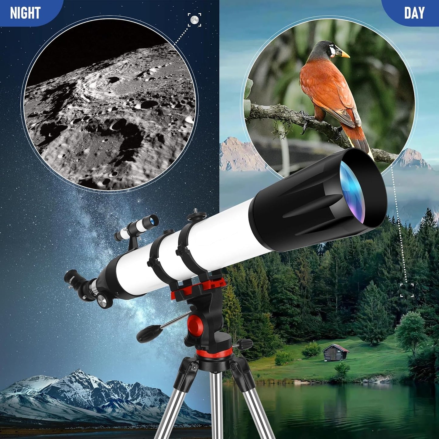🔭🌌 90mm Aperture 800mm Refractor Telescope | High-Powered Astronomy for Adults, Kids & Beginners | Multi-Coated Optics + Phone Adapter & Carry Bag 🌟 #StargazingTech #AstronomyGear