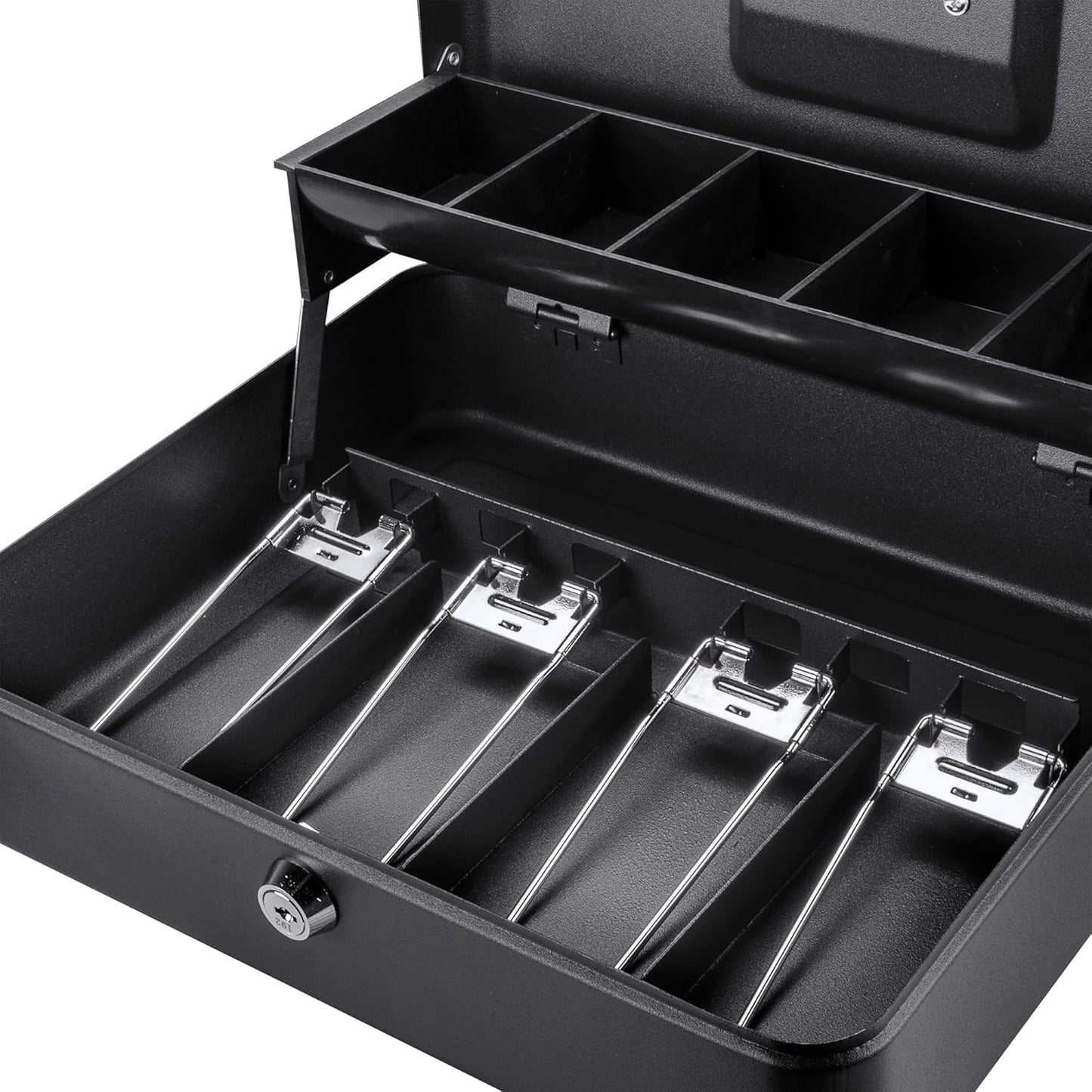 🔒🔥 Heavy-Duty Metal Cash Lock Box with Anti-Theft Design | 12" Secure Key Lock⚡Bank-Grade Steel🌟【Retail/Home/Events】Money Organizer for Bills/Coins - 800+ Bills Capacity