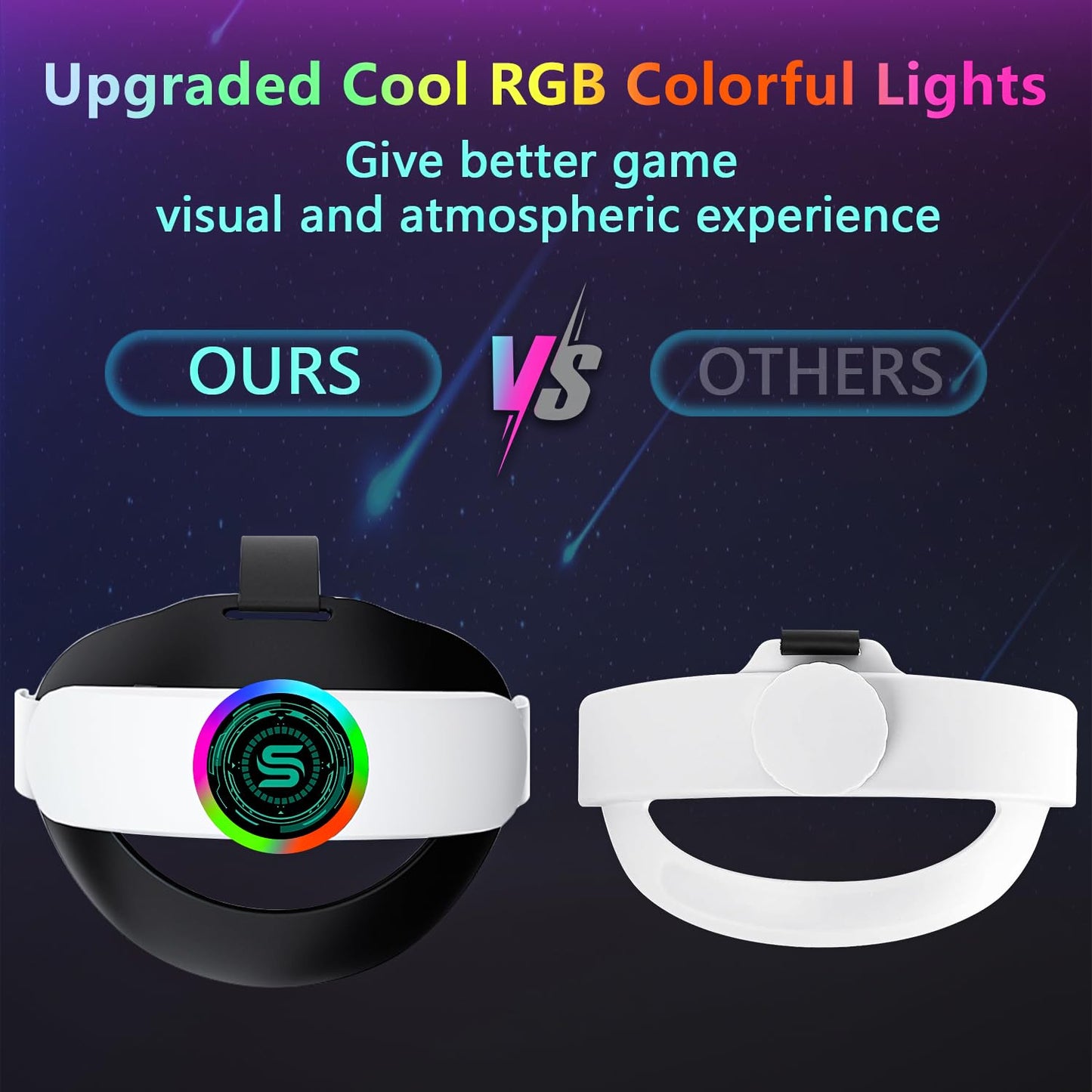 10000mAh Oculus Quest 2 Head Strap ✨ RGB Lights & Fast Charging 💥 Elite Strap Replacement + 8H Playtime 🌟 Zero-Pressure Comfort Fit 🔥 #VRHacks #OculusQuest2