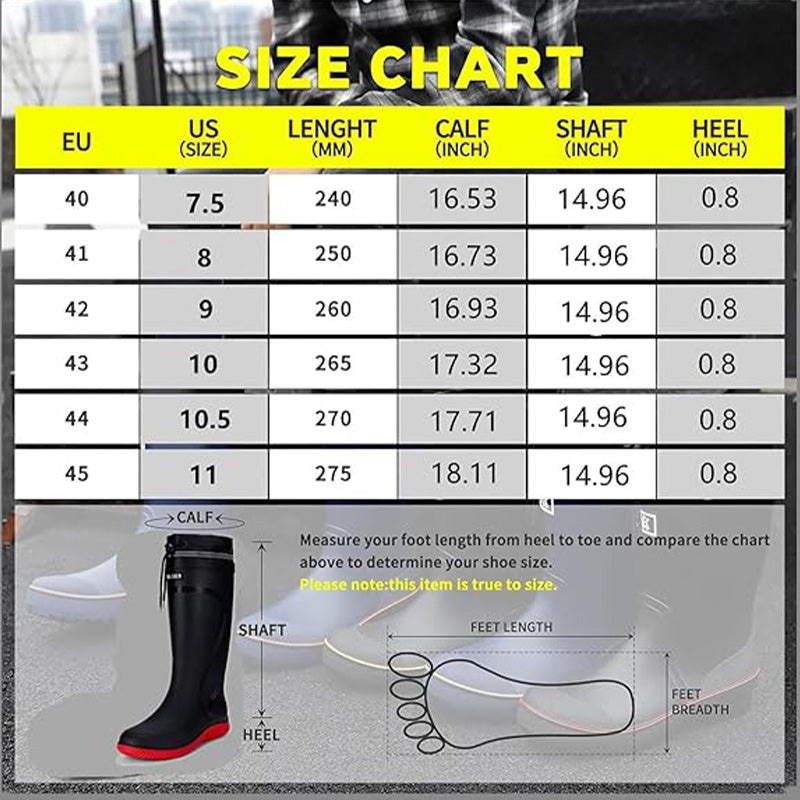 🔥 Men's Heavy-Duty Rain Boots Knee-High PVC Rubber⚡Waterproof Work Boots💪Lightweight for Gardening, Farm, Fishing【Outdoor Must-Have】