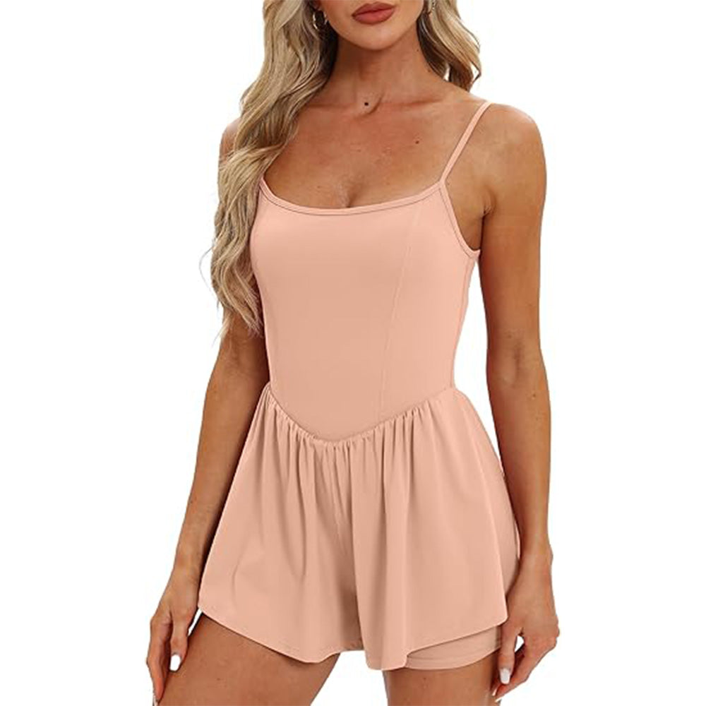 🌴Summer Breeze Essential! Double-Lined Short Romper✨ Adjustable Spaghetti Strap💃 No-Slip Sleeveless Jumpsuit | TikTok’s Hotlist