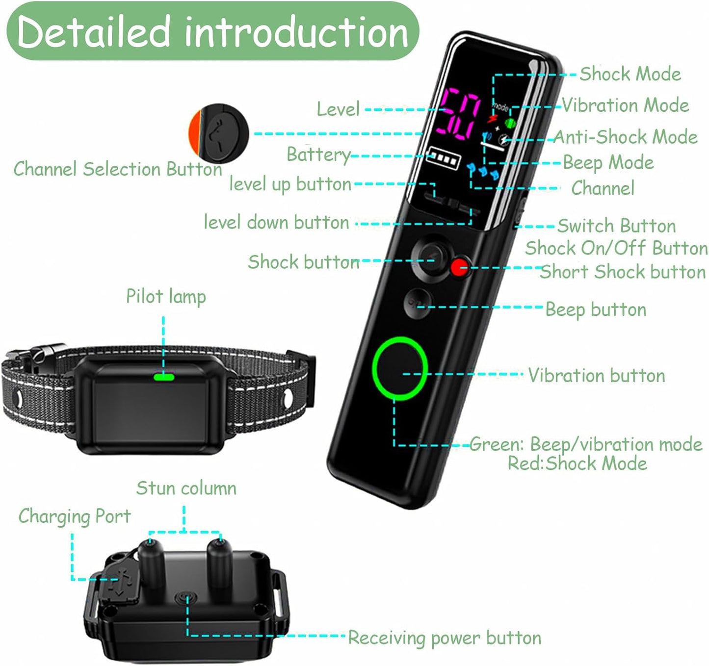 🔥Dog Trainer's Secret Weapon! 3 Modes Electric Collar⚡1600FT Remote Control | Waterproof & Rechargeable for All Dogs 8-120lbs🖤Sleek Black【TikTok's Top Training Gear】