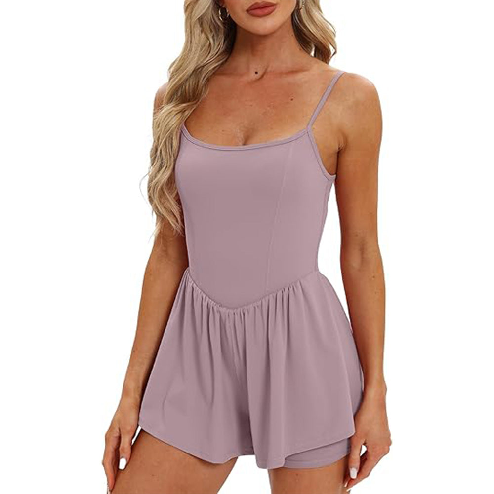 🌴Summer Breeze Essential! Double-Lined Short Romper✨ Adjustable Spaghetti Strap💃 No-Slip Sleeveless Jumpsuit | TikTok’s Hotlist