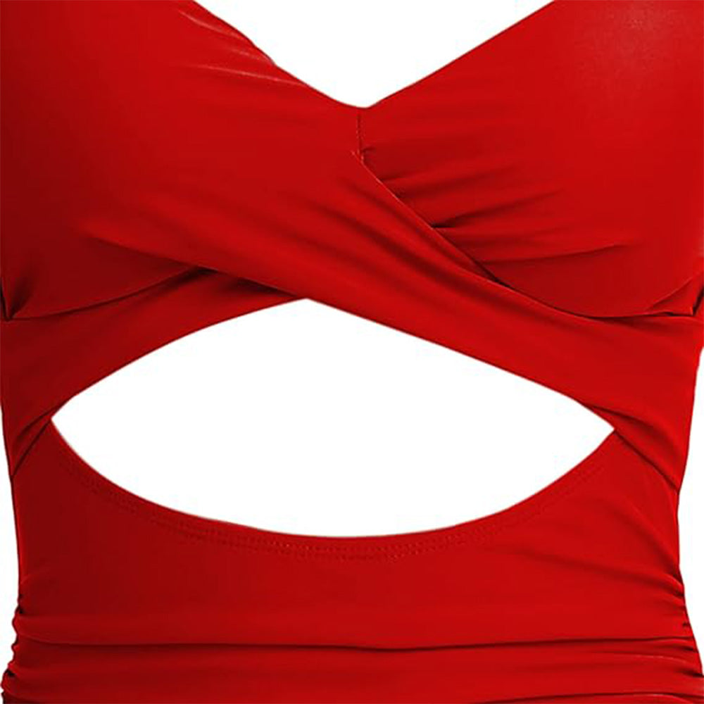 🔥Bombshell Beach Alert! Tummy Control Swimsuit w/ Sexy Cutouts✨ High Waisted One Piece💦 Wrap Tie Back | TikTok’s Obsession