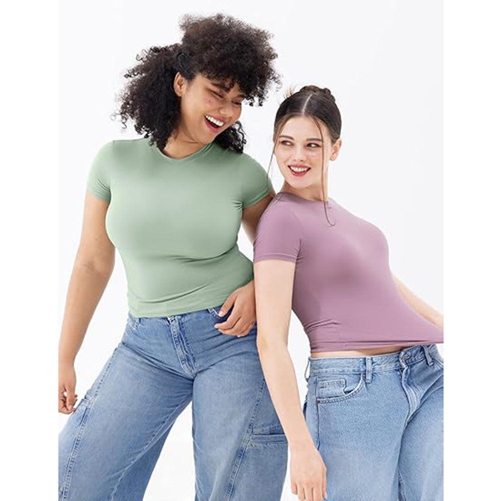 👚✨ Women's Double-Lined Slim Fit T-Shirt | Crew Neck Short Sleeve Top for Everyday Basics | Smoke Cloud Pro Collection ☁️ #WardrobeEssentials #OOTDInspo
