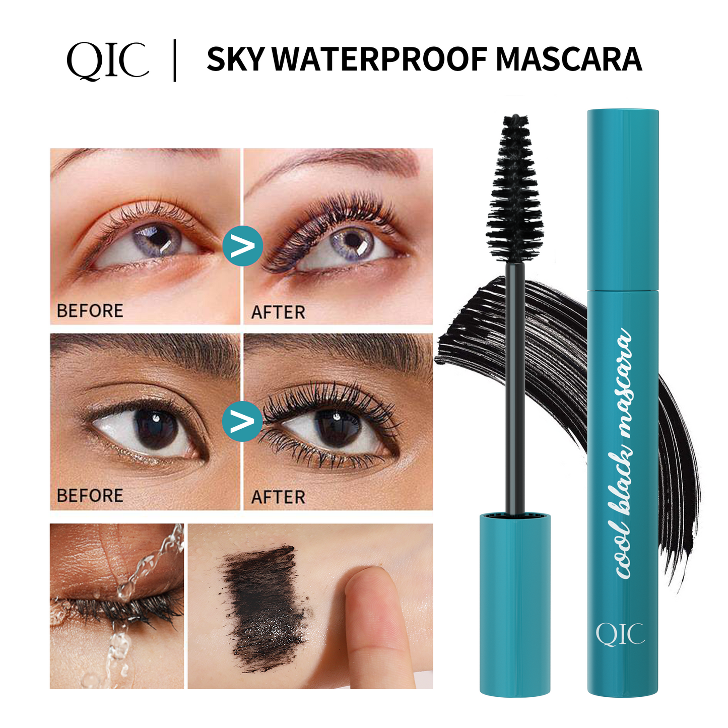 4D Volumizing Mascara ✨ Jet Black Waterproof 24H! 💦 Clump-Free Curl & Smudge-Proof Lengthening 🌟 Salon-Level #LashHack! #WaterproofMascara #VolumeMascara