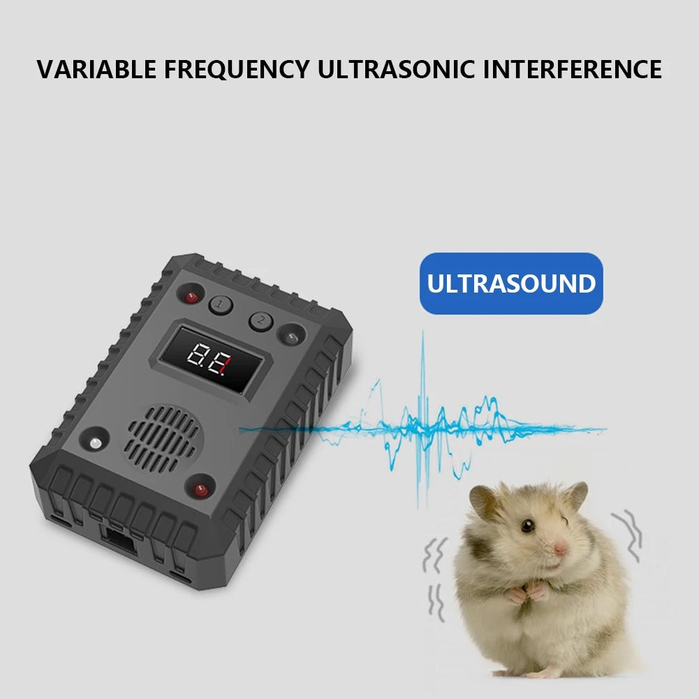🐭🔥 Ultrasonic Mouse Repeller with 8 LED Strobe | 12V/5V Smart Power⚡【Auto/House/Warehouse Pro】Intelligent Start-Stop Ultrasound Alarm - 360° Pest-Free Zone Creator