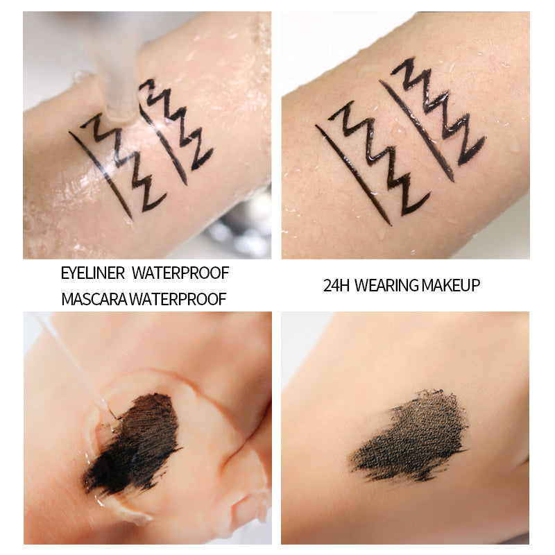 Lash & Liner Duo ✨ 24H No Smudge! 💦 Lengthening + Curl & Volume 🌟 Clump-Free Gel Eyeliner Combo! #LashHack #NoPandaEyes #SmudgeProofDuo