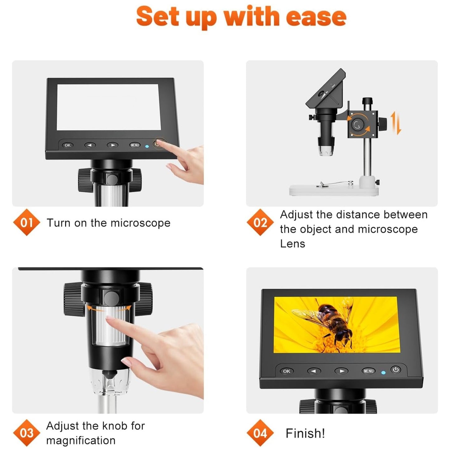 🔍 1000X Digital Coin Microscope with 4.3" LCD | 8X Brighter LEDs⚡PC View for Windows/Mac🌟【Pro Collector's Kit】EDM4 Magnifier for Error Coins & Electronics Repair