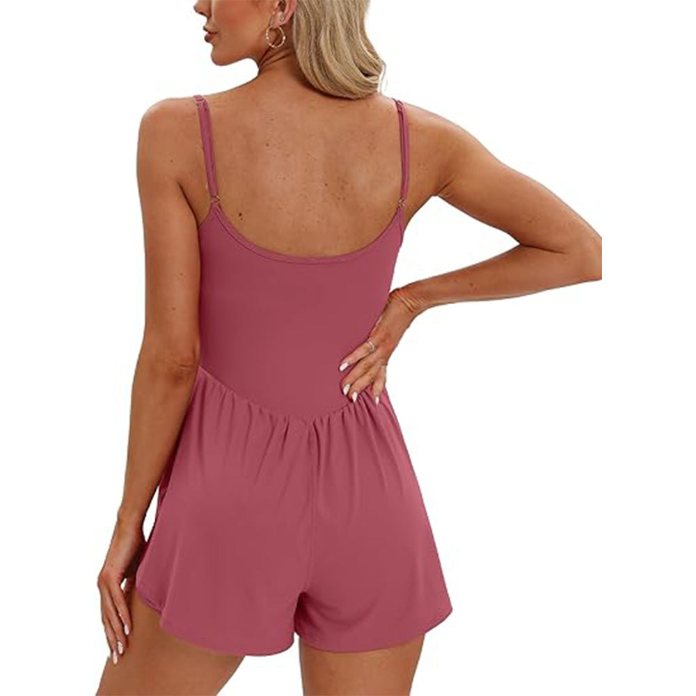 🌴Summer Breeze Essential! Double-Lined Short Romper✨ Adjustable Spaghetti Strap💃 No-Slip Sleeveless Jumpsuit | TikTok’s Hotlist