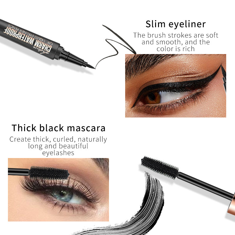 PowerFilm Lash Duo ✨ 24H Waterproof Mascara & Eyeliner Set! 💦 Clump-Free Volume + Sharp Winged Liner 🌟 Gym-Proof & Tear-Resistant! #LashDuo #WaterproofMakeup #SmudgeProofHack