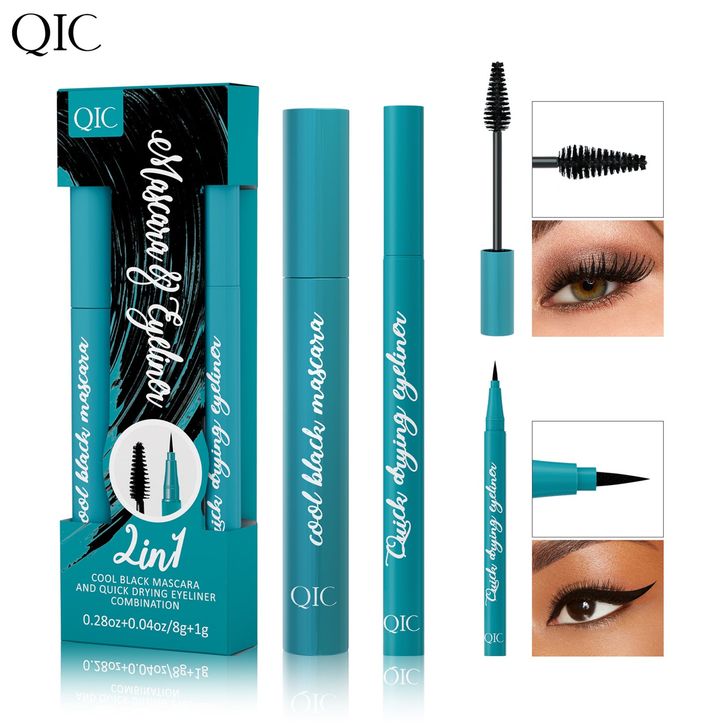 Jet Black Lash & Liner Duo ✨ 24H Waterproof & Sweatproof! 💦 Smudge-Proof Volume + Quick-Dry Winged Liner 🌟 Clump-Free #LashHack #NoPandaEyes #WaterproofMakeup