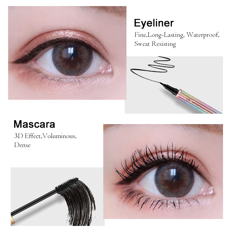 Galaxy Lash & Liner Duo ✨ Waterproof Mascara + Quick-Dry Eyeliner! 💦 24H No Smudge, Clump-Free Volume & Winged Perfection 🌟 #LashHack #EyelinerHack #NoPandaEyes
