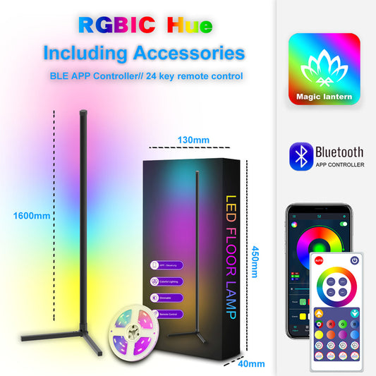 🌈🔥 Smart RGBIC Floor Lamp with Music Sync | Alexa/Google Home⚡16M DIY Colors🌟【Party Mode Pro】WiFi+Bluetooth Corner Light for Bedroom/Living Room - Voice & App Control