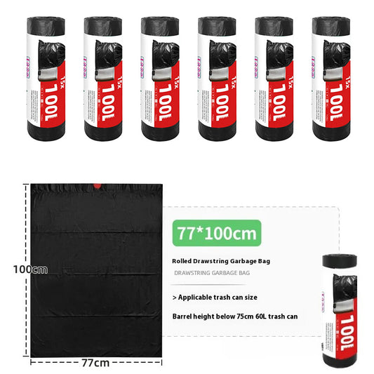 🔥Heavy Duty Black Trash Bags 90 Pack💪 Leakproof 60-100L Extra Large Capacity🌿 Thick Eco-Friendly Drawstring | TikTok Kitchen Must-Have