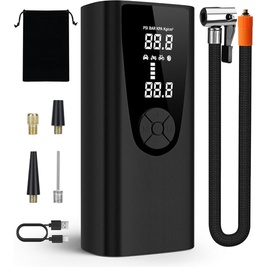 🔥Cordless Tire Inflator Portable Air Compressor 150 PSI | 10000mAh Upgrade⚡3X Faster Inflation🌟Emergency Light & Pressure Gauge【Car/Bike/Ball Pump】Cordless Tire Inflator for Motorcycle