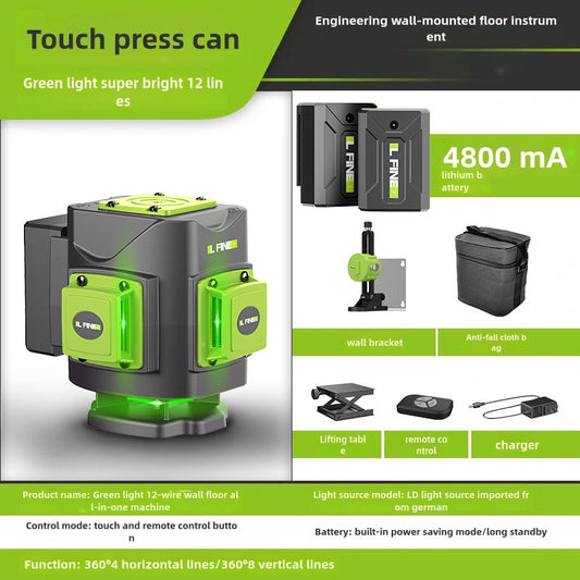 🔥 3D/4D Laser Level with 12/16 Lines | 360° Auto-Leveling⚡400% Brighter Beam🌟【Woodworking Pro Kit】Super Powerful Horizontal/Vertical Cross Laser for Tile & Framing