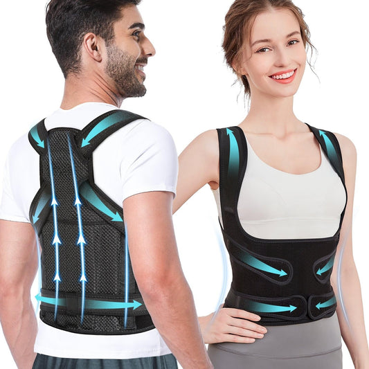 💥 Adjustable Posture Corrector for Women & Men | 360° Back Pain Relief⚡Shoulder Straightener【Thoracic Spine Support】Hunchback/Scoliosis Corrector - Office & Gym Essential