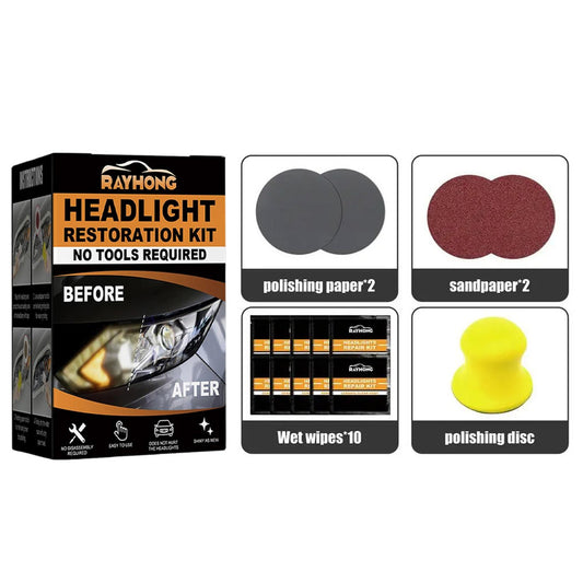 💡🔥 Headlight Restoration Kit - 5-Minute Fix! | Ceramic Shield⚡Yellow Haze Killer🌟【2-Year UV Guard】Scratch Remover for Headlight & Taillight - 3000Lumen Recovery Magic (Pro-Grade Sanding Pads)