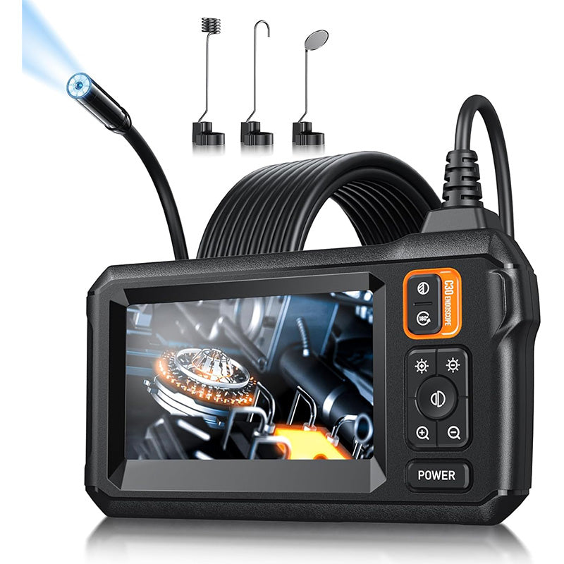 🔦 4.3" HD Endoscope Camera with 8X Brighter LEDs | 1920P Snake Cam⚡16.4ft FlexiSteel Cable🌟【Pipe Pro Kit】IP67 Waterproof Inspection Tool for Sewer/Pipes/Car Repair