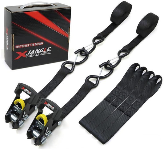 🔥 1"x10' Ratchet Straps 400LB/1200LB | 2-Pack⚡【Truck & Camp Pro】Auto-Lock Tie Downs for Motorcycles/Cargo/Lumber - 2秒锁死⚡No-Slip Teeth Design