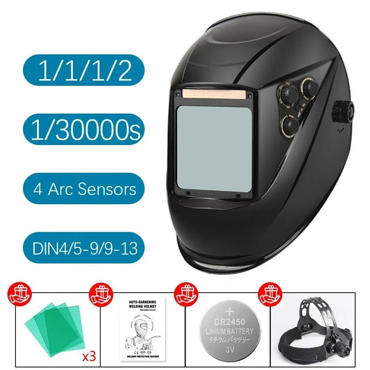 🔥 Auto Darkening Welding Helmet with 100x97mm XL View | 0.04s Reaction⚡4 Sensor True Color🌟【Pro Welder Edition】DIN4-13 Optical for Metal/Car Repair - 360° Comfort Headgear