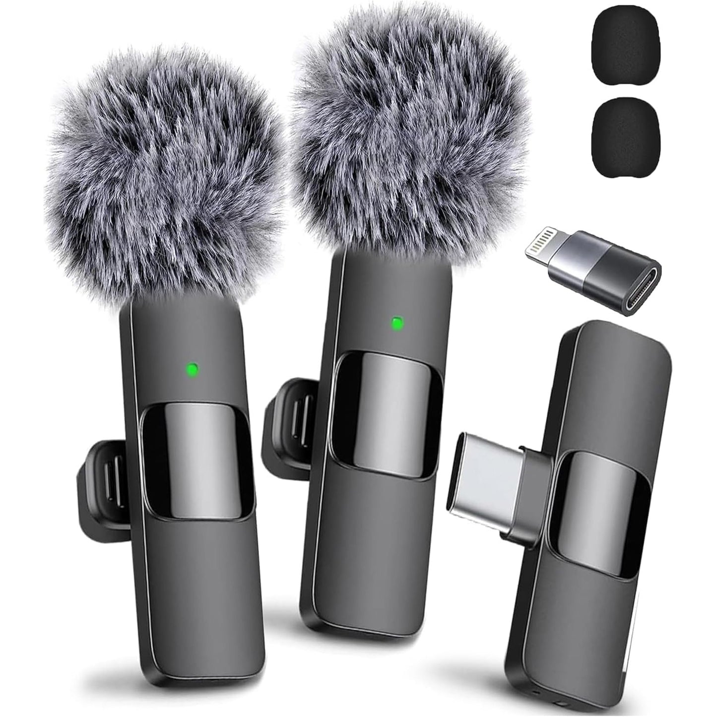 🎤🔥 2-Pack Wireless Lavalier Mic for iPhone/Android | Studio-Quality Recording⚡48H Battery🌟【Podcast/ASMR Pro】USB-C Clip-on Microphone with Noise Cancel - Perfect for Video, Live Stream, YouTube