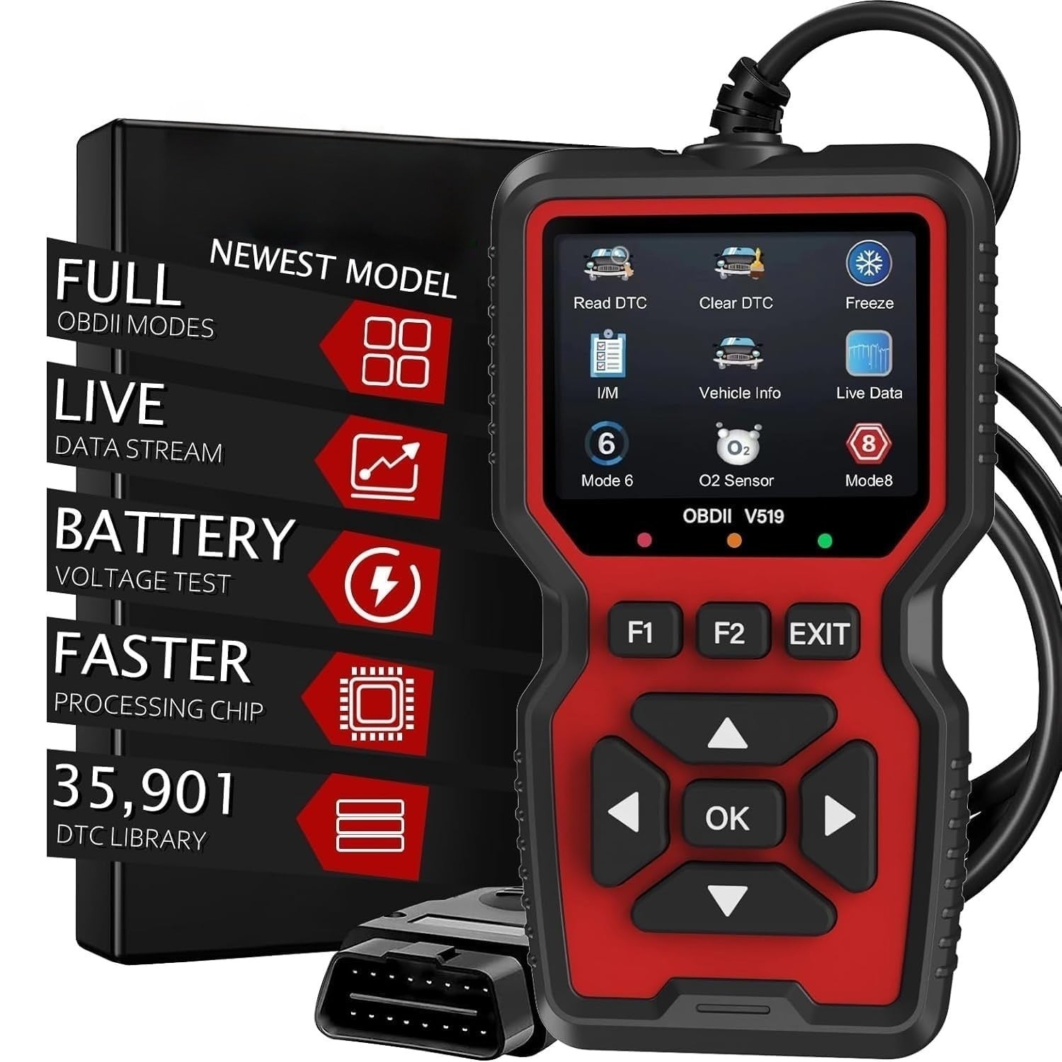 🔧 OBD2 Scanner with Mode 6/8 & I/M Readiness | 1996+ Cars⚡Engine Light Reset⚡【Pro Diagnostic Kit】Code Reader for All OBDII Vehicles - Live Data & 0.5s Response