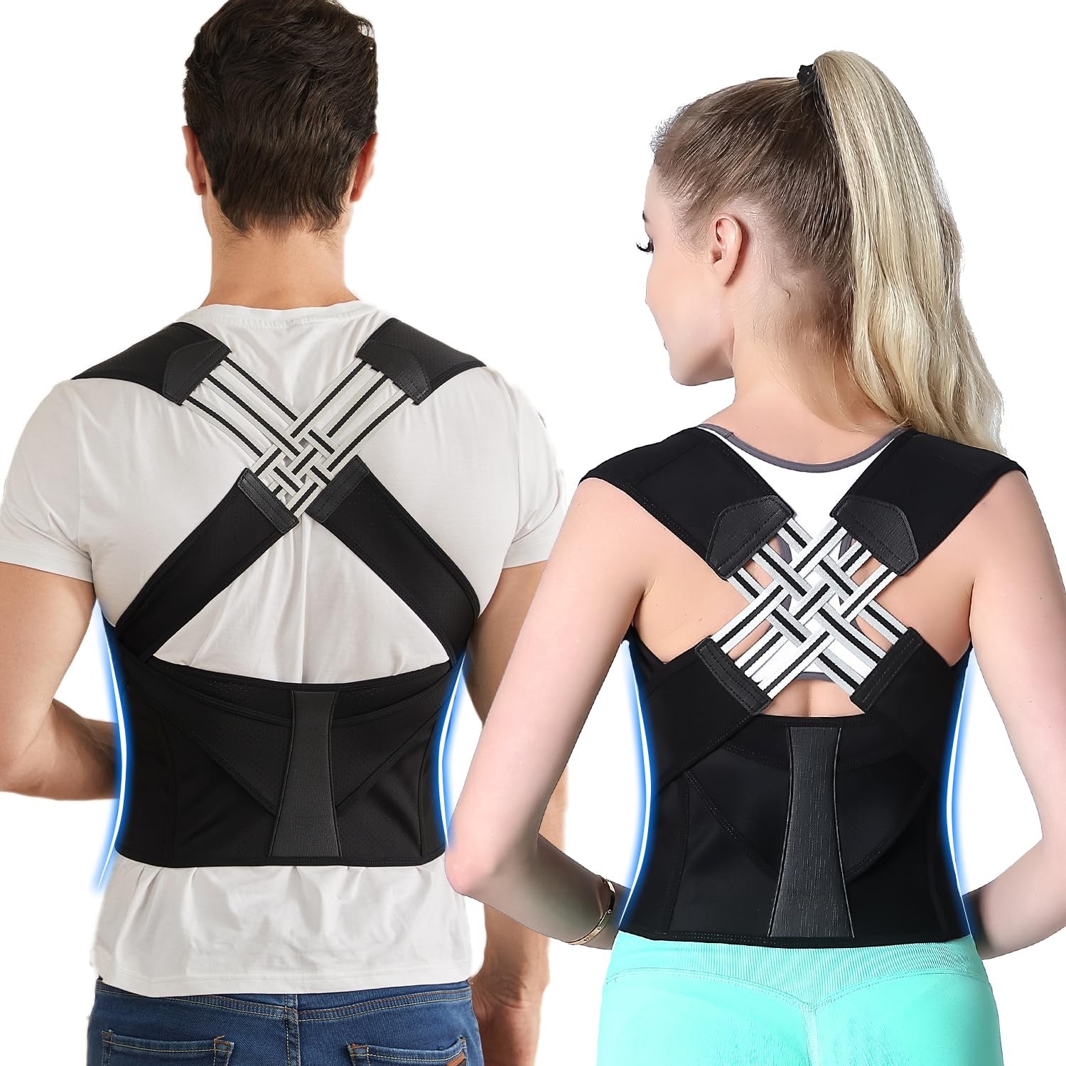 🌟 Adjustable Posture Corrector for Women & Men | Shoulder & Spine Alignment⚡3-Level Support【Office & Gym Essential】Upper/Middle Back Pain Relief
