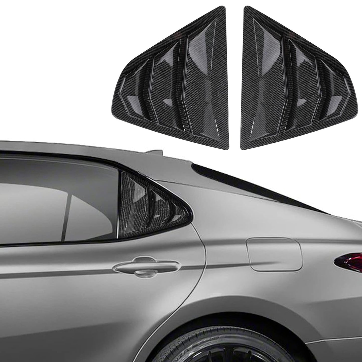 🔥🚗 Rear Window Louvers for Toyota Camry 2018-2024 | 2PC Sporty Set⚡ABS Air Vent Covers⚡【Side Scoop Kit】Exterior Trim Blinds & Shades - No-Drill 5-Min Install