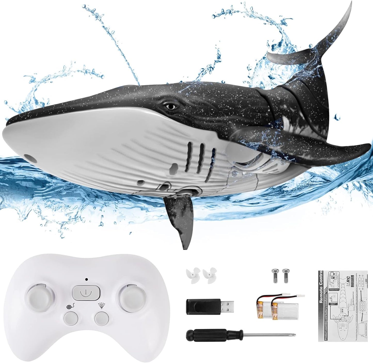 Upgraded RC Whale Shark Pool Toy ✨ 2x Battery Life & Crash-Proof Design 💦 Waterproof Remote Control Boat for Kids 6-12 🌟 Summer Splash Fun! 🔥 #PoolToys #TikTokMadeMeBuyIt