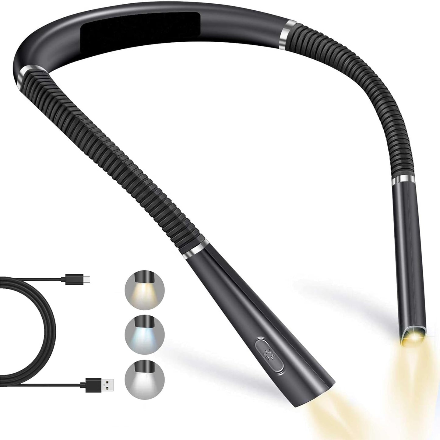 💡Smart Book Light Beast🔥 3-Color Mood Magic✨ 80Hr Bendable Neck⚡ Camping/Bed/Repair Master🌙 Perfect Gift for Book Lovers | TikTok's #1 Reading Hack (Black)