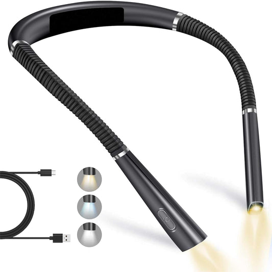 💡Smart Book Light Beast🔥 3-Color Mood Magic✨ 80Hr Bendable Neck⚡ Camping/Bed/Repair Master🌙 Perfect Gift for Book Lovers | TikTok's #1 Reading Hack (Black)