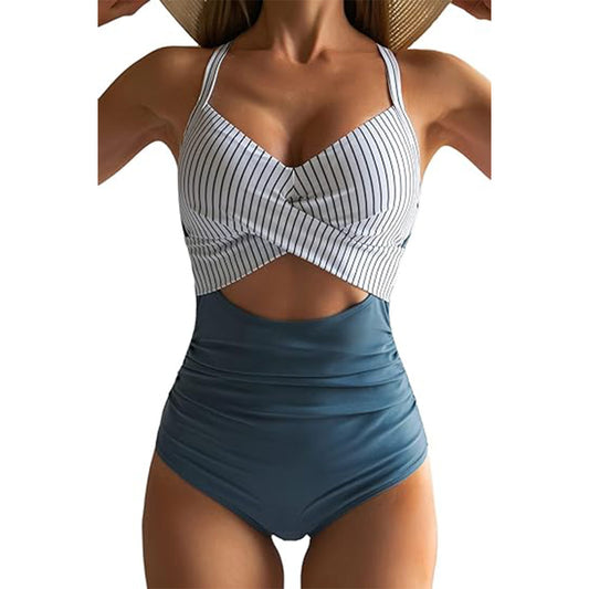 🔥Bombshell Beach Alert! Tummy Control Swimsuit w/ Sexy Cutouts✨ High Waisted One Piece💦 Wrap Tie Back | TikTok’s Obsession