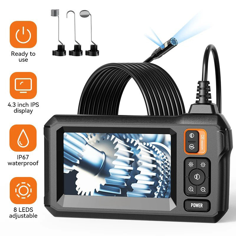 🔦 4.3" HD Endoscope Camera with 8X Brighter LEDs | 1920P Snake Cam⚡16.4ft FlexiSteel Cable🌟【Pipe Pro Kit】IP67 Waterproof Inspection Tool for Sewer/Pipes/Car Repair