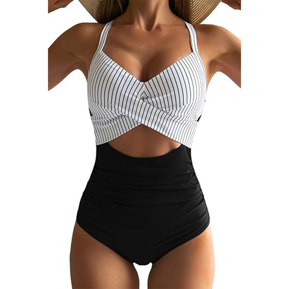 🔥Bombshell Beach Alert! Tummy Control Swimsuit w/ Sexy Cutouts✨ High Waisted One Piece💦 Wrap Tie Back | TikTok’s Obsession
