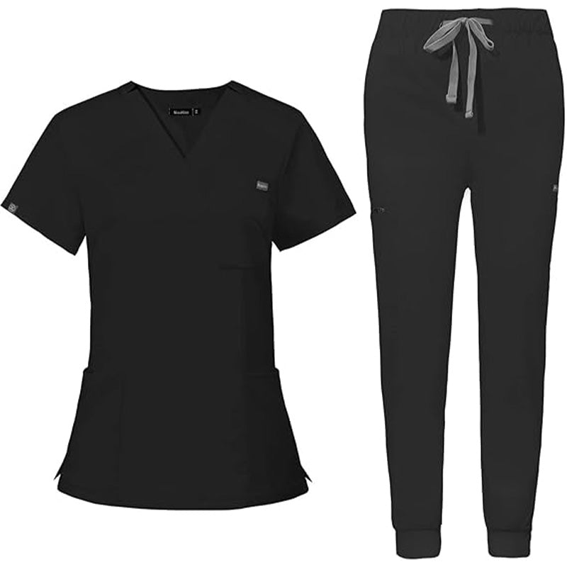 💊 3-Piece Medical Scrub Set with V-Neck Top & Yoga Joggers | 8hr ComfortFlex⚡【Nurse Pro Essentials】Anti-Wrinkle & Moisture-Wicking Uniform for Hospital/Clinic Shifts