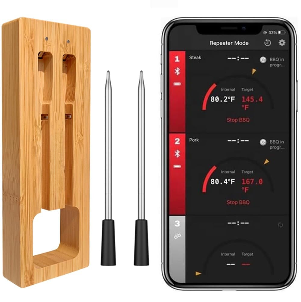 🔥Dual Probe Grill Beast💥 IP67 Waterproof & 1000°F Heatproof⚡ Bluetooth Smart Alerts🌪️ 10-in-1 BBQ/Oven/Smoker Kit | TikTok's #1 Meat Hero