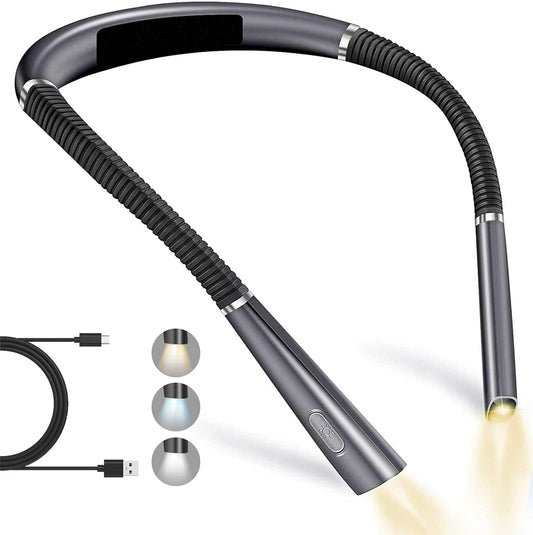 💡Smart Book Light Beast🔥 3-Color Mood Magic✨ 80Hr Bendable Neck⚡ Camping/Bed/Repair Master🌙 Perfect Gift for Book Lovers | TikTok's #1 Reading Hack (Gray)