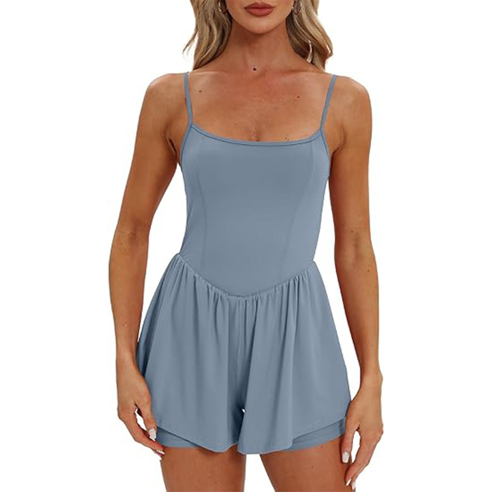 🌴Summer Breeze Essential! Double-Lined Short Romper✨ Adjustable Spaghetti Strap💃 No-Slip Sleeveless Jumpsuit | TikTok’s Hotlist