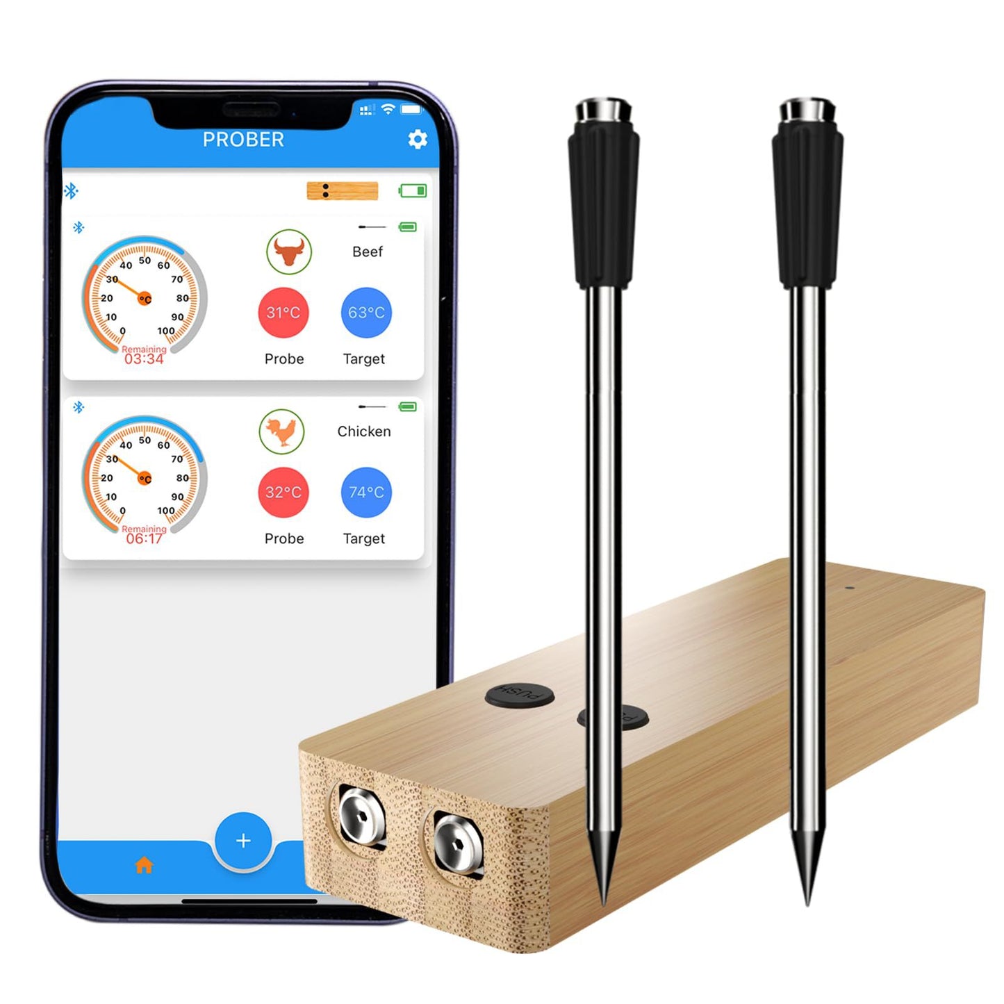 🔥Smart Meat Pro Thermometer💥 Dual Temp Tracking🌪️ 500FT Bluetooth Range✨ Grill/Smoker/Oven Master | TikTok's #1 BBQ Gadget