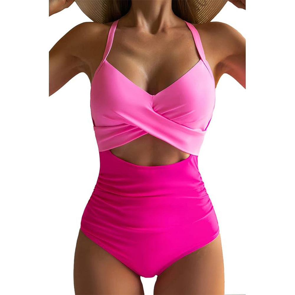 🔥Bombshell Beach Alert! Tummy Control Swimsuit w/ Sexy Cutouts✨ High Waisted One Piece💦 Wrap Tie Back | TikTok’s Obsession