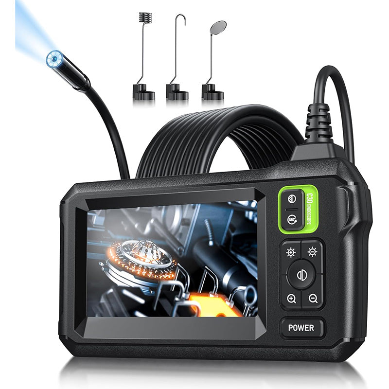 🔦 4.3" HD Endoscope Camera with 8X Brighter LEDs | 1920P Snake Cam⚡16.4ft FlexiSteel Cable🌟【Pipe Pro Kit】IP67 Waterproof Inspection Tool for Sewer/Pipes/Car Repair